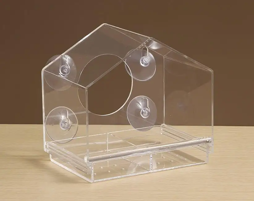 Dd2374 Transparent Acrylic Birdcage Hummingbird Feeders Suction Window