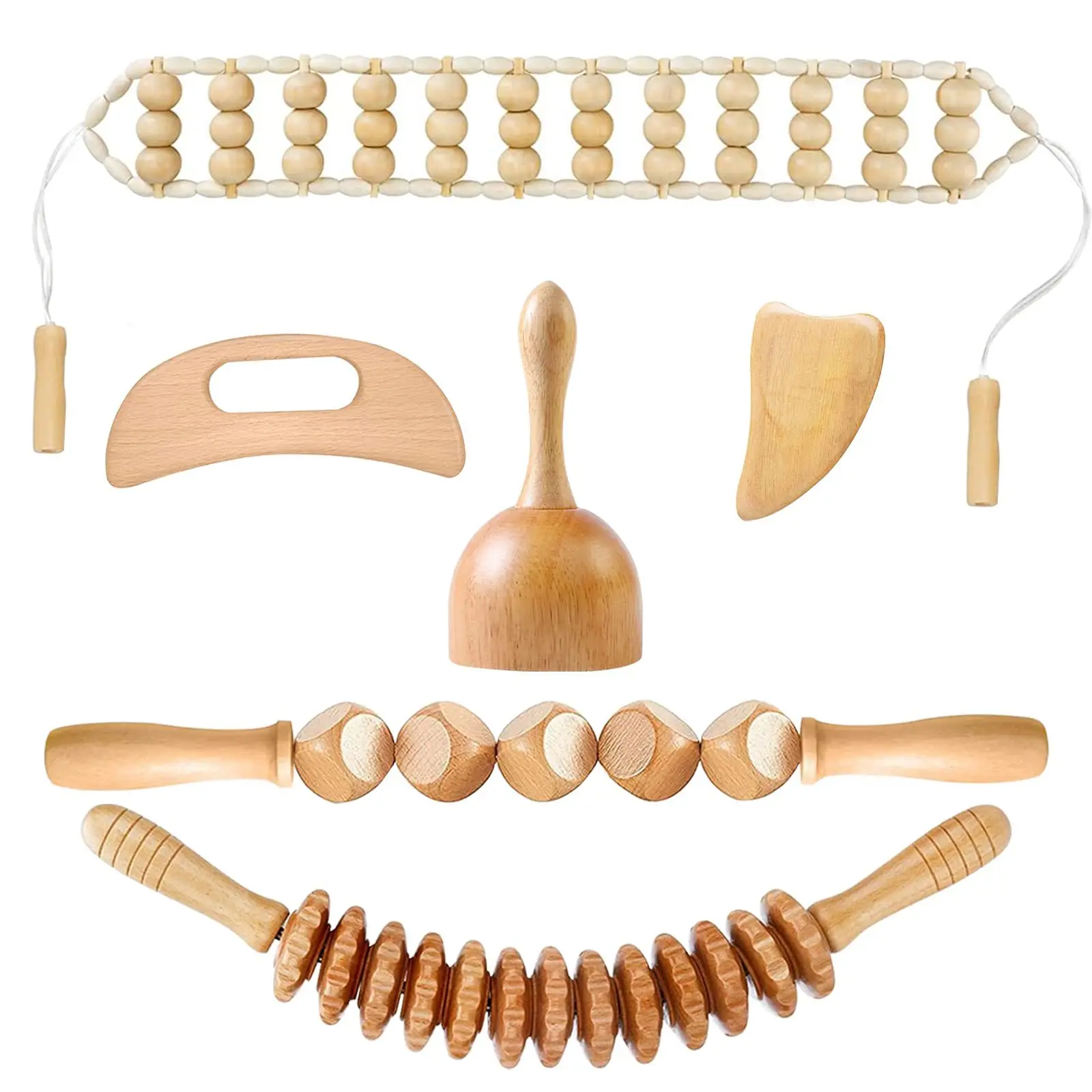 Whole Body Dredge Meridians Collaterals Wood Massage Stick Wood Back Therapy Body Massage Kit Lymphatic Tools