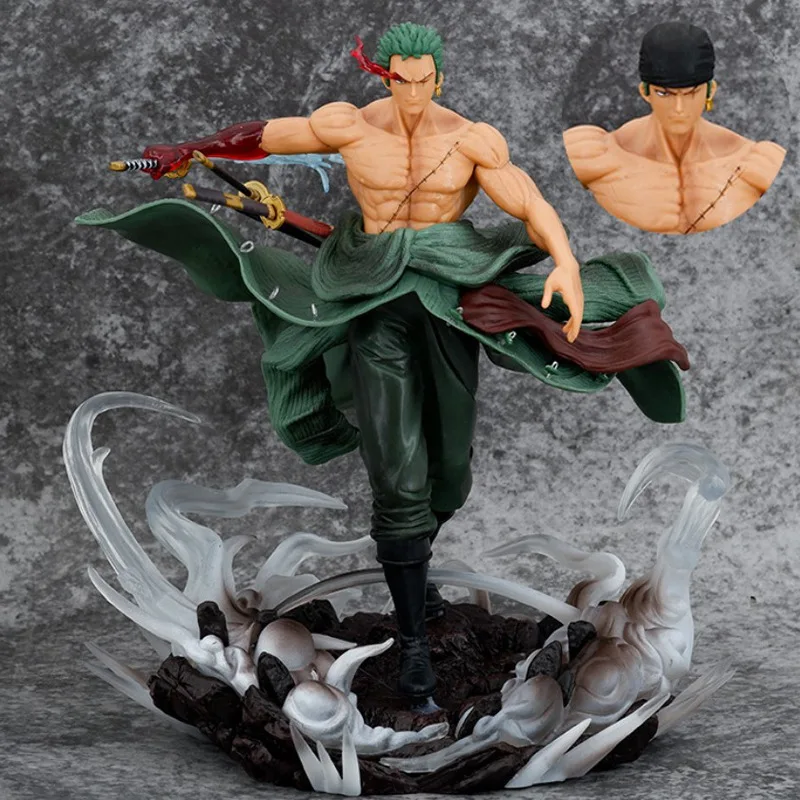 30cm 高品質 ロロノア・ゾロ アニメフィギュア ヘッド交換可能 PVC製