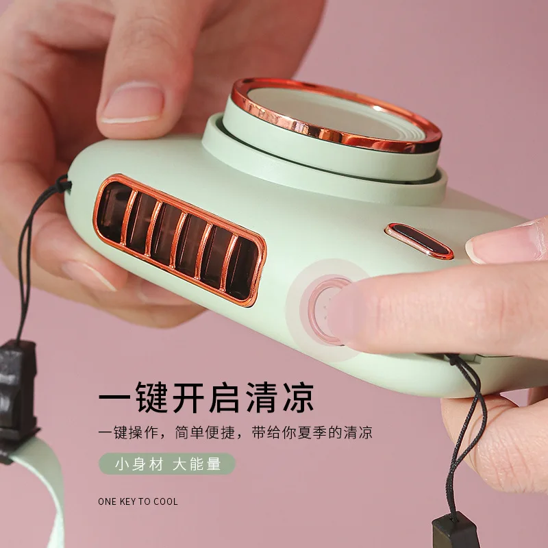 Creative Camera Hanging Waist Fan USB Charging Mini Handheld Fan Small Gift Custom Portable Outdoor Hanging Neck Fan