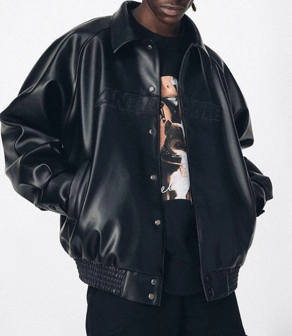 OEM Custom Motorcycle Jacket Coat Embroidery logo Pu Leather Bomber Varsity Jacket for Men