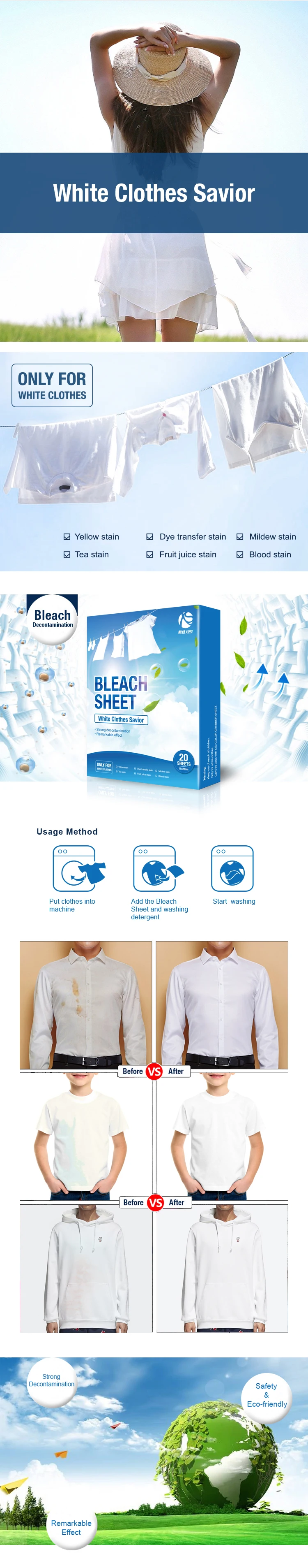 Bleach Sheet Laundry Detergent Efficient Fabric Cleaning Bleach Sheets