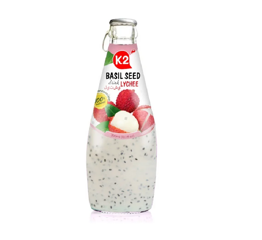 330ml Basil Seed Lychee Juice Drink Good Price For Export Fresh