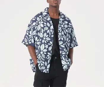 Men's summer cotton and linen shirts Hawaiian floral buttons down tropical beach casual shirts suitable for vacation