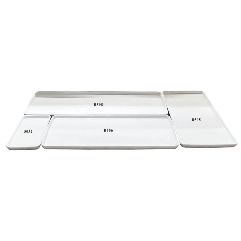 Rectangular Bakery Serving Tray White Plastic Bread Tray Window Showcase Flat Bread Tray