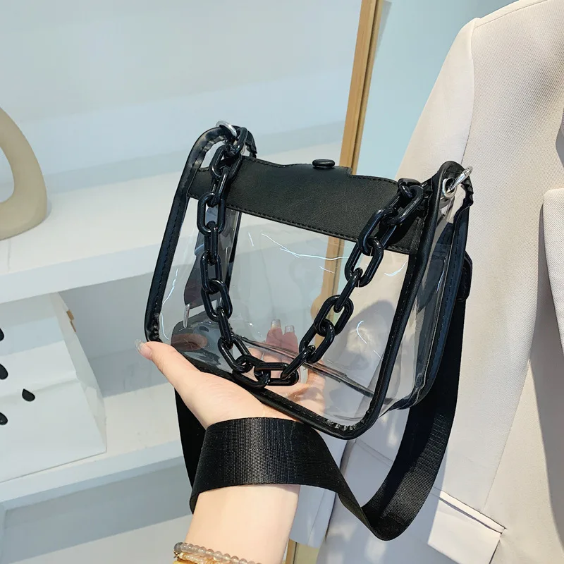 Clear PVC Tote Bags for Women, 6-Pack Transparent Stadium