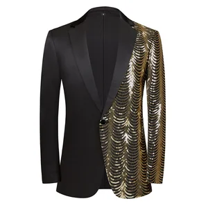 Factory Direct Sale Men's Trendy Light Luxury XL Size Single Breasted Casual Suit Jacket Wave Sequin Shiny Pants Worsted