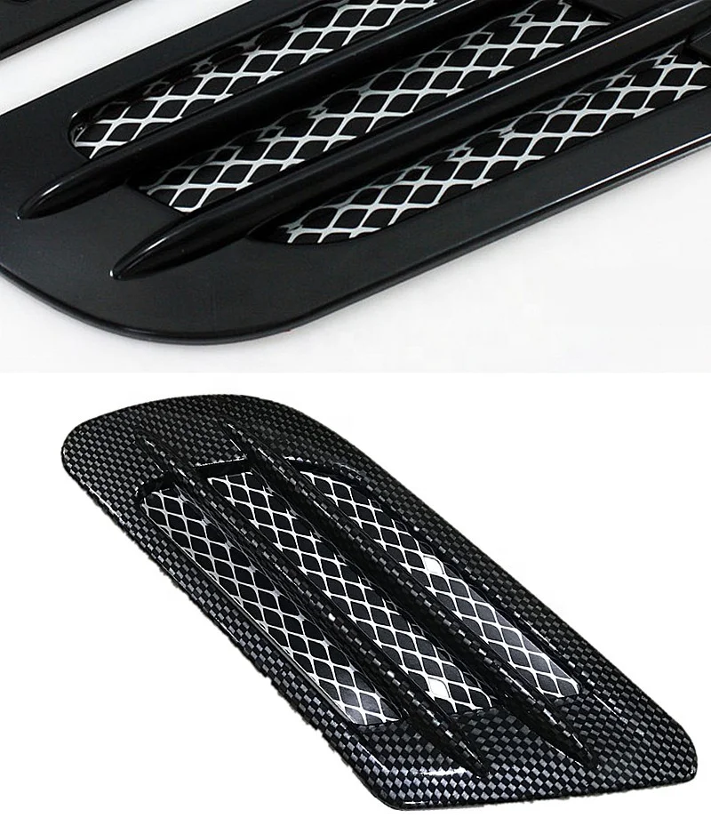 2-Pack Car Side Fender Vent Covers – Glossy Black & Silver Air Flow Grille Decoration Sticker