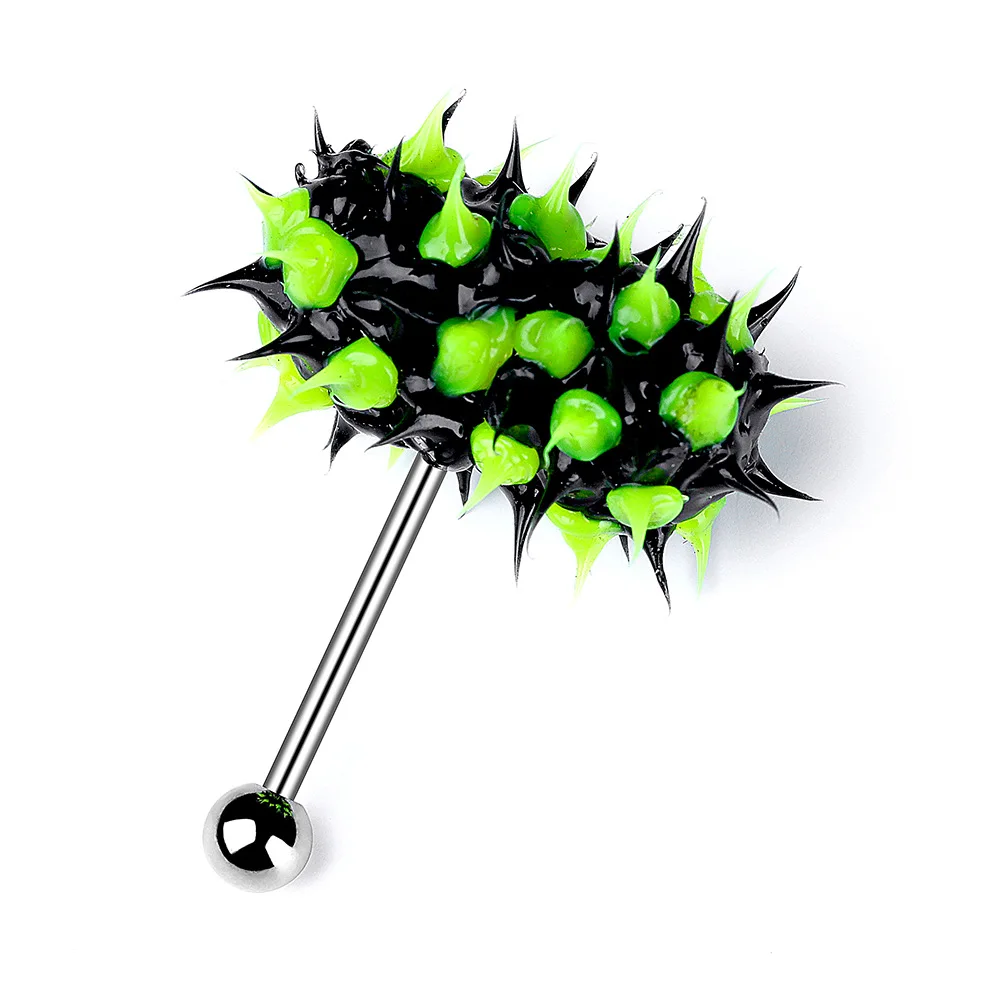 vibrating fake tongue ring Silicone Prickly Tongue Ring Barbell Piercing Jewelry