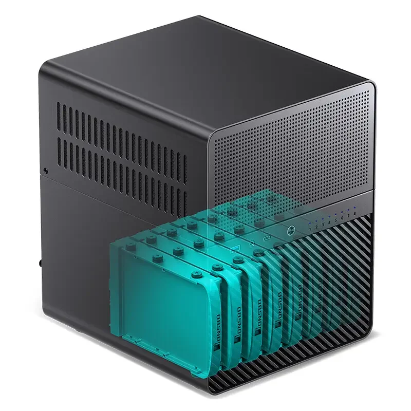 JONSBO Stock Mini-itx N3 NAS Chassis Fans SFX PSU ITX Motherboard with Aluminum HDD Shell 8+1 Bay Dual 100mm BOX 10 PC Case Usb