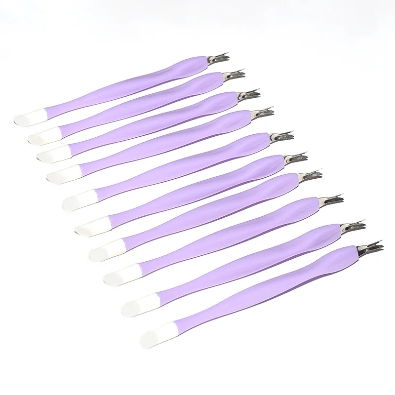 Professional Nail Tool Cuticle Pusher Nail Fork Remove Dead Skin Nail Cuticle Pusher With Plastic Handle