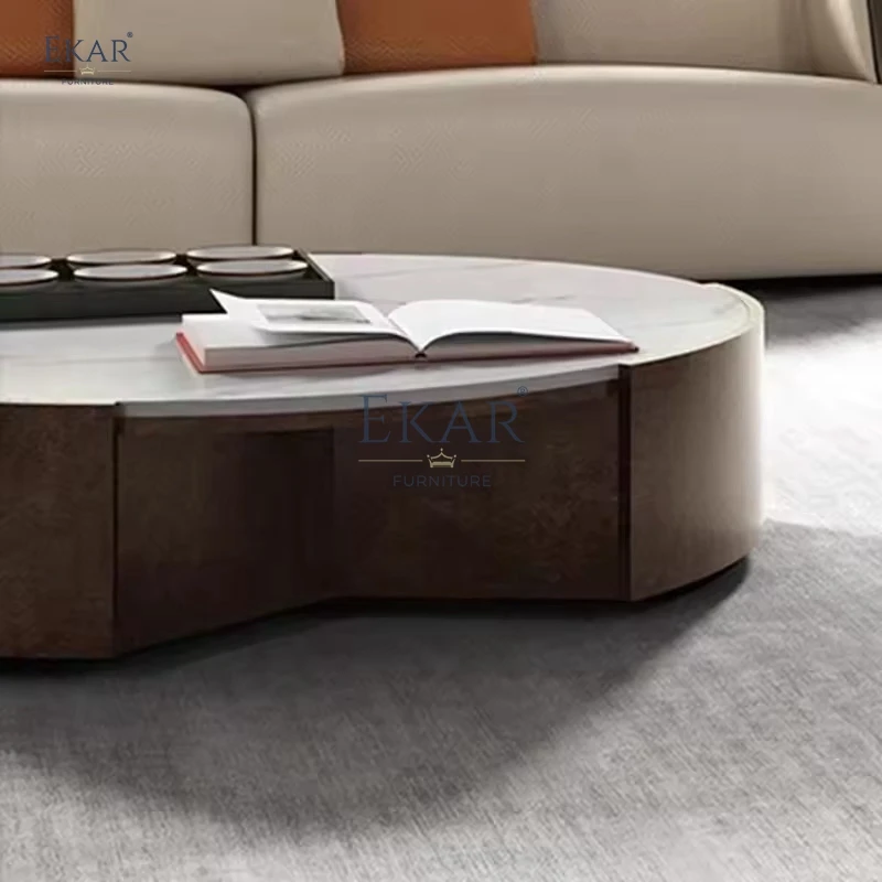 product modern round coffee table with marble top and metal base for living room-62