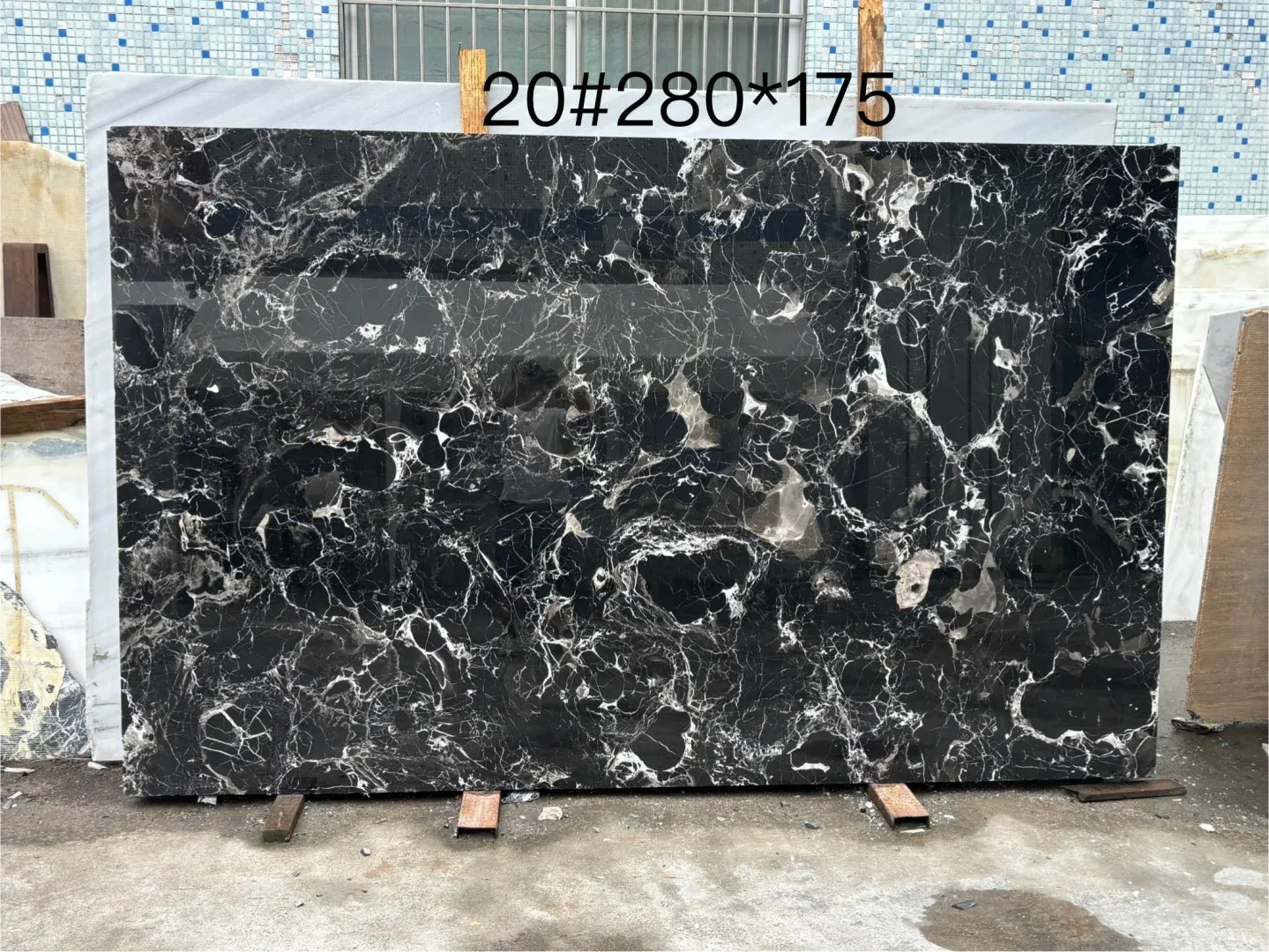 Marmer Mawar Hitam Desain Modern Lembaran Besar untuk Meja Kopi & Meja Makan, Desain Batu Marmer Hitam