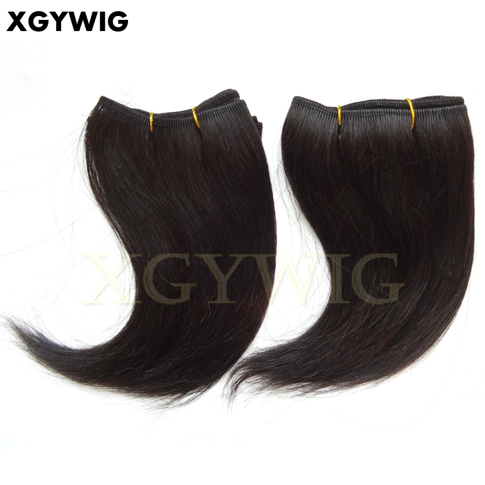 Stock Free Shipping Virgin J Curl  Extension Black Color Single Sewing Weft Bundle 6inch Short Brazilian Hair