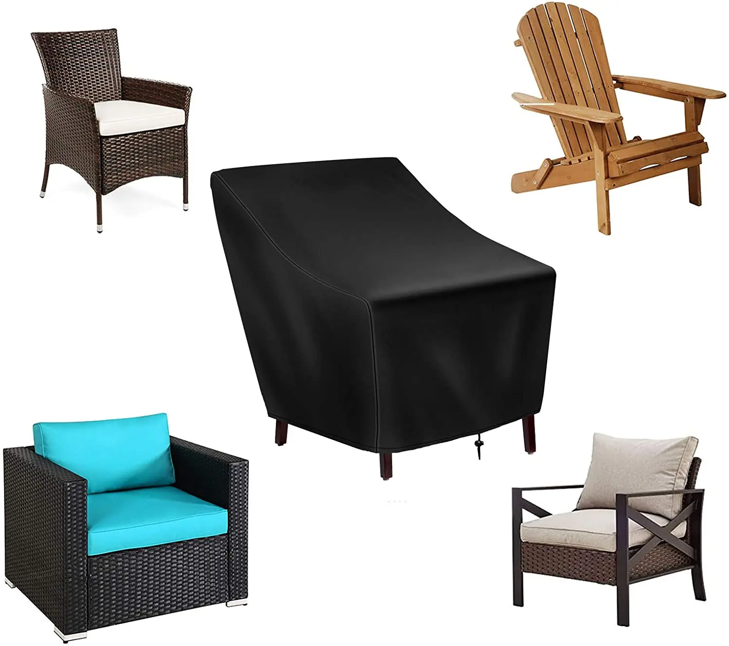 Patio Outdoor Waterproof Lounge Deep Chair Cover,Windproof Patio