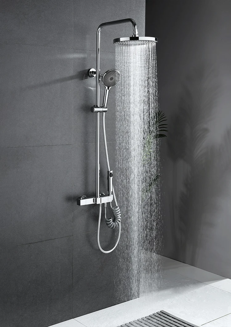 Juego de sistema de ducha con llave de piano cromado para baño