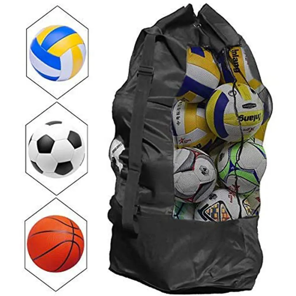 Extra Large Mesh Ball Bag Heavy Duty Sports Ball Carrying Sack Shoulder