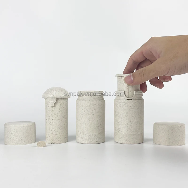 60ml  Wheat Straw Material Refillable Empty Deodorant Stick Tube Eco Twist up Plastic Cosmetic Container Cylinder Bottle