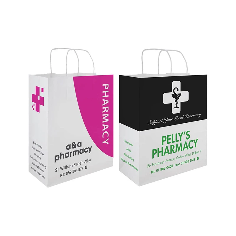 KM Customized logo Prescription Packaging Pharmacy Use Paper Bag Pharmaci  Suppliers for Medicine