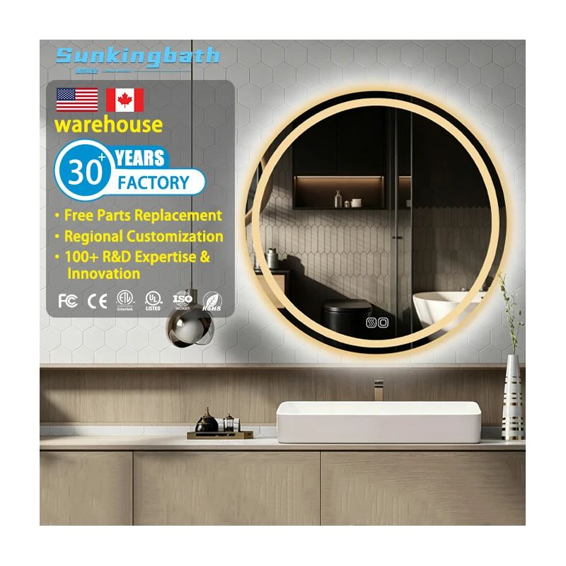 Intelligent Circle Led Mirror Defogger Round 5mm Eco-Friendly Silver Smart Mirror Corridor Bathroom Mirror with Led Lights