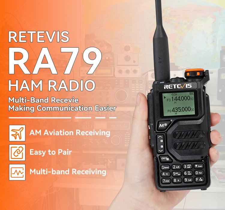 Radioaficionado Doble Banda RA79 Walkie Talkie Retevis RA79 Profesional - Doble Banda, Recepción Aérea AM, Batería 1400mAh, Para Radioaficionados Baofeng Uv-5r Radioaficionado Doble Banda RA79 Walkie Talkie Retevis RA79 Profesional - Doble Banda, Recepción Aérea AM, Batería 1400mAh, Para Radioaficionados Baofeng Uv-5r
