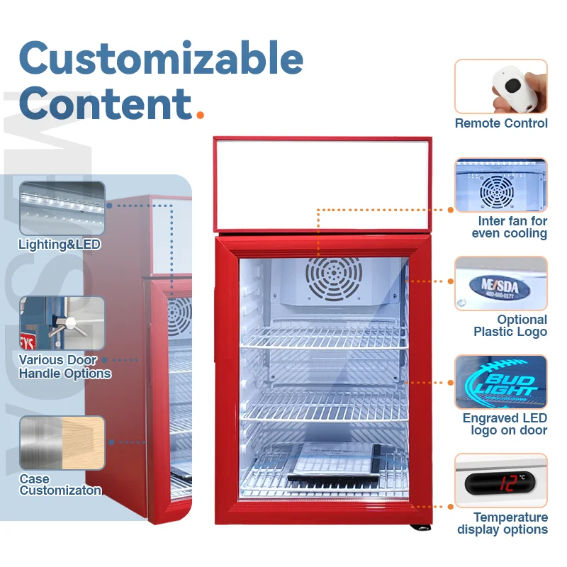 Meisda Wholesale Factory Price Mini Table Top Glass Door 40L Energy Drink Display Fridge