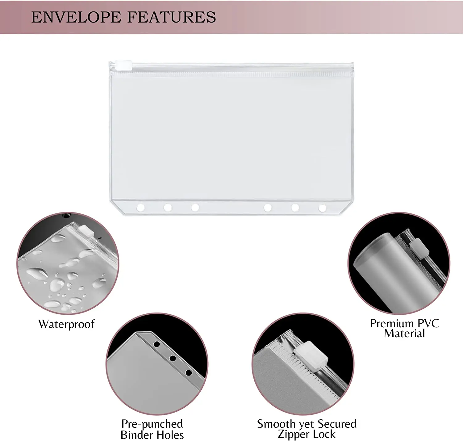 Wholesale Custom Budget Binder Cash Envelopes System A6 Pink Leather Binder with 6 Rings