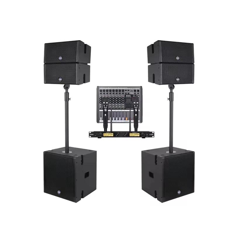 Morin COX-5.4 Mini Coaxial Line Array DJ Speaker System with Passive 120W Digital Mixer for Indoor/Outdoor Use