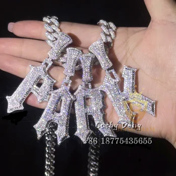 New Custom Moissanite hip hop pendant Ice out 925 Sterling Silver Charm moissanite Letter Pendant for Necklace chain