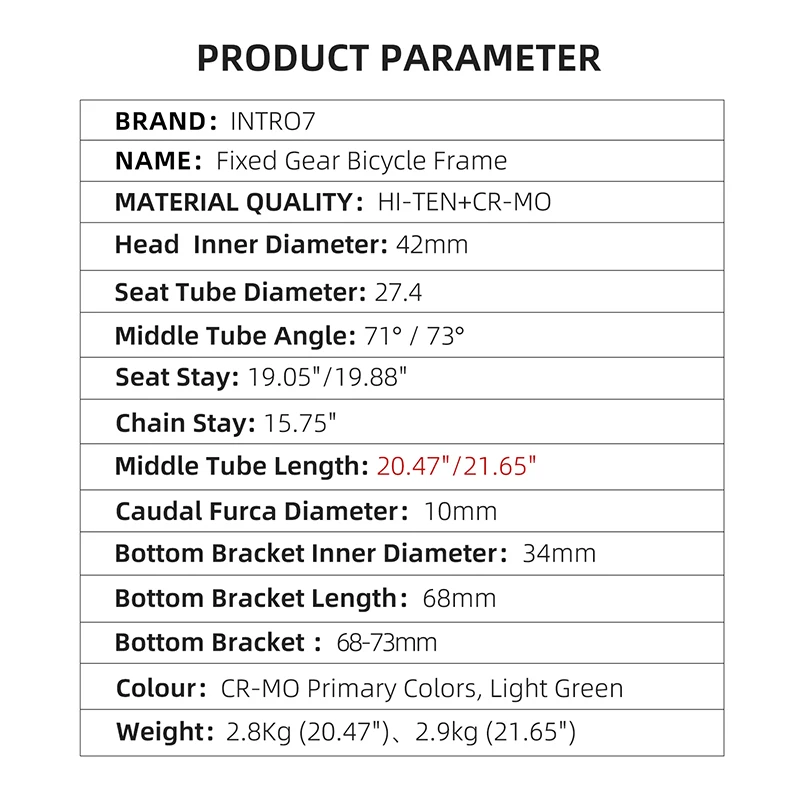 FM003  Fixed Gear Bike Frameset with Good Quality Paint Work Anti Rust
