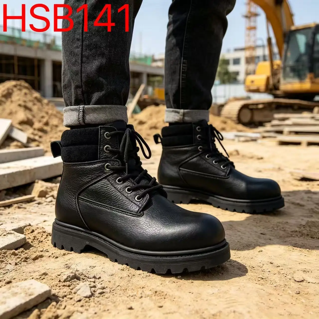 YYR, Yamaika bazarında populyar keyfiyyətli qabarıq dəri üz qismi təhlükəsizlik ayaqqabıları, sənaye sinifli Goodyear kauçuk tabanlı təhlükəsizlik ayaqqabıları HSB141