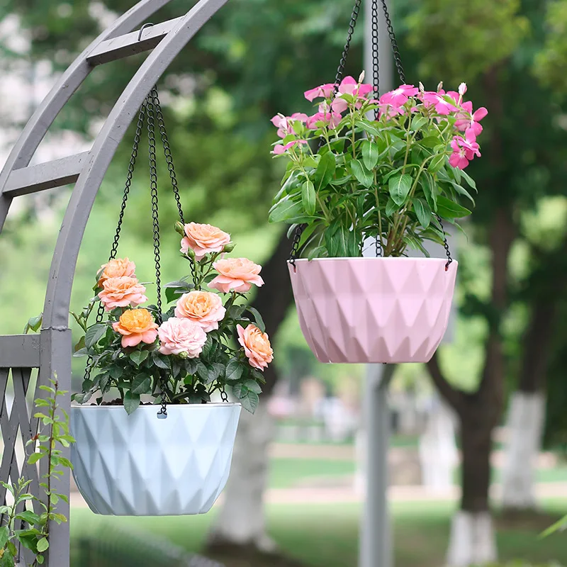 Hanging Flower Pot Chain Plastic Planter Basket Garden Flexible Home Decor TC 