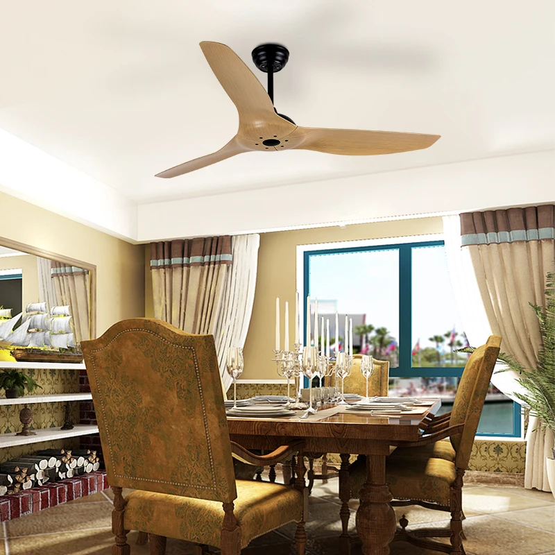 Nordic Simple Style DC Motor Remote Control 52 Inch Decorative Ceiling Fan Without Light Plastic Blades
