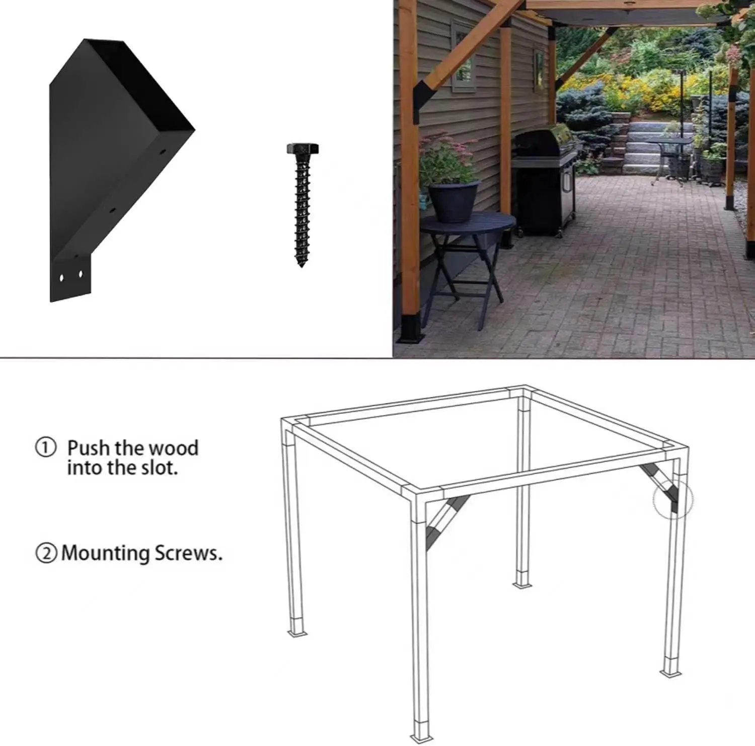 Pergola Bracket,45-Degree Angle Support Bracket Post and Beam Knee Bracket Fit for 4''x4'' Wood Posts Heavy Duty Connector Brace