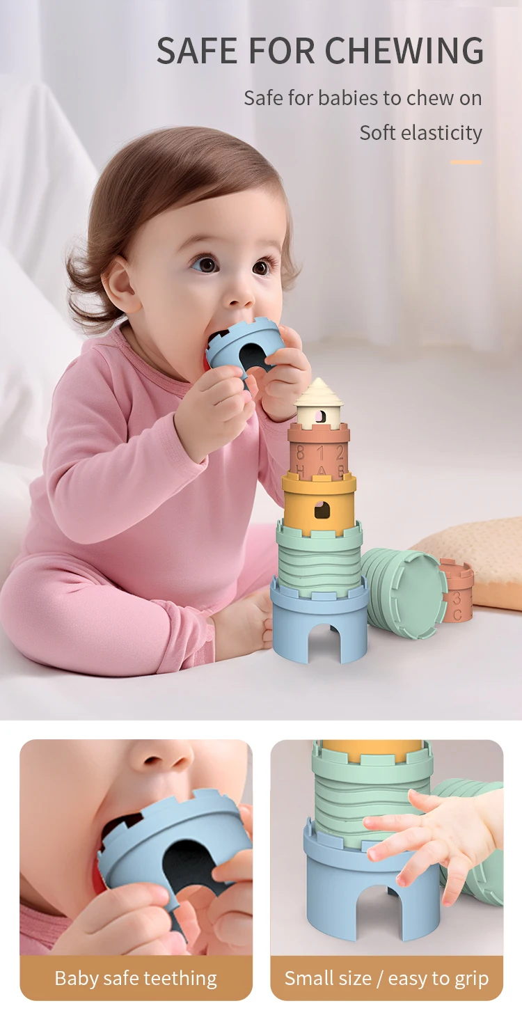 Food Grade Children's Educational Baby Stacker Stacking Toy Silicone ...