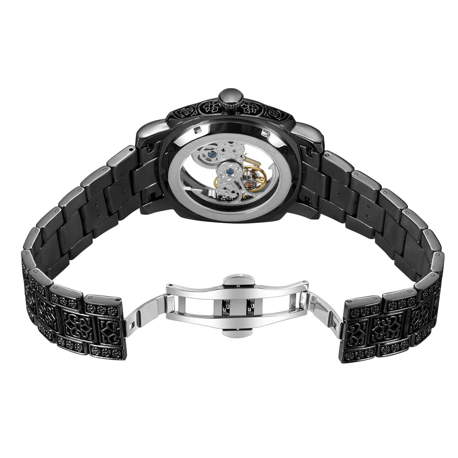 Forsining Men's Automatic Mechanical Watch Vintage Hollow Style_voghion.com