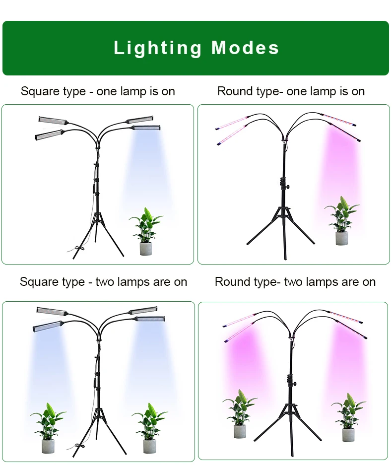 Tripod stand full spectrum timer 4H 8H 12H indoor plants dimmable led stand grow plant light