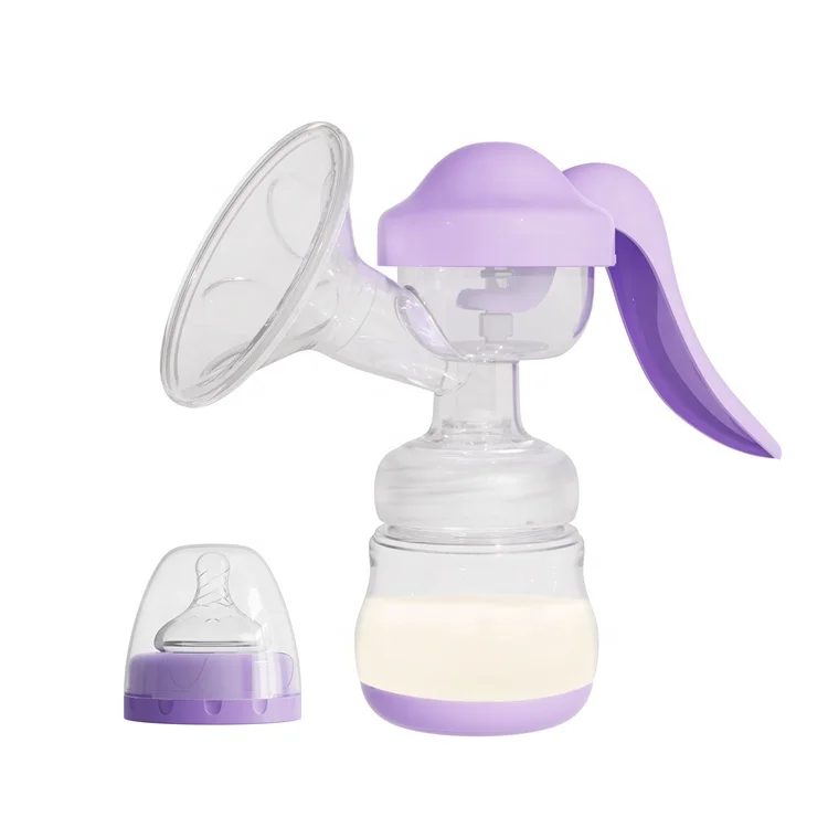 Single-Use Silicon Manual Breast Pump Color Box Woman Breast Milk Collector with Manual Drive Print Pattern for Breastfeeding