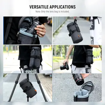 NEEWER Camera Lens Pouch for 4.45"x9.45"/113x240mm DSLR Mirrorless Camera Lens, Water Repellent Thicker Expandable Protective product image