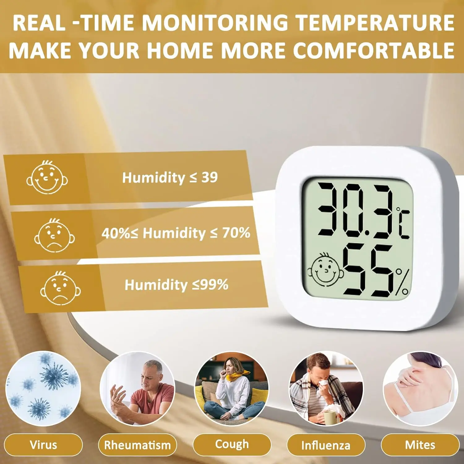 Home Office LCD Temperature Humidity Meter Mini Smiley Electronic Temperature Humidity Thermo Hygrometer