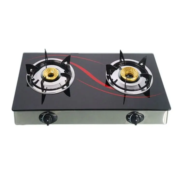 China Tempered glass countertop double burner gas stove for commercial  kitchen Manufacturer and Supplier