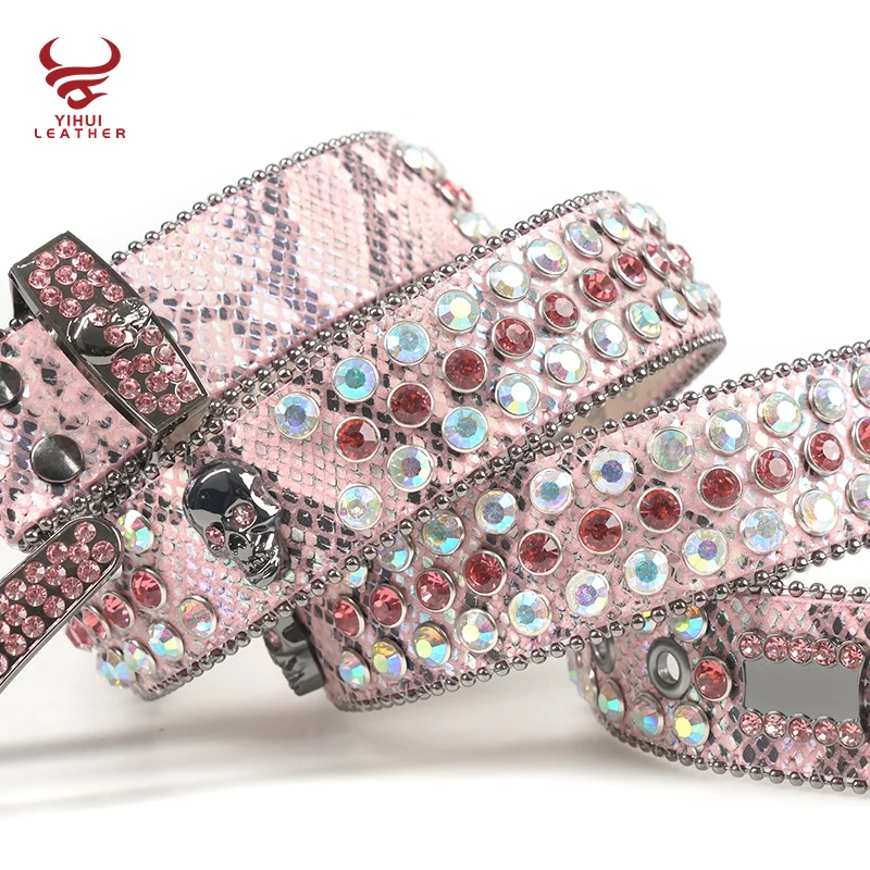 glamlips DESIGN-BELT ベア オールインワン Women's Pink Snakeskin Skull Belts - Colorful & Durable
