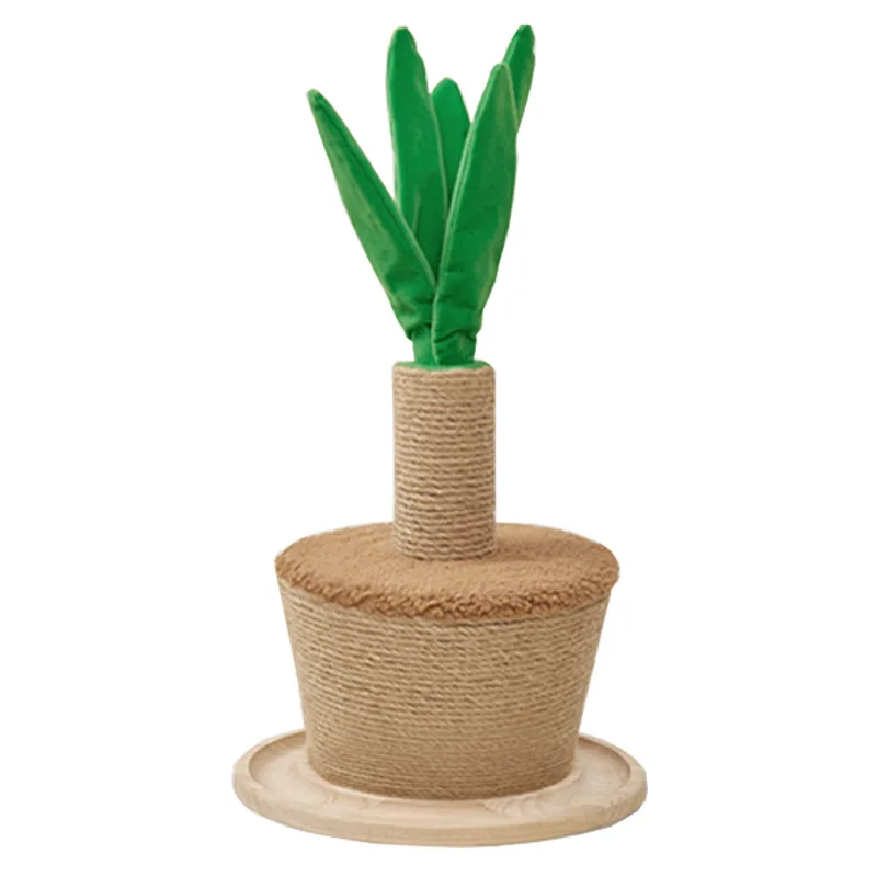 Flower Pot Design Cat Tree Scratcher Plush Wear-Resistant Post Toy and Board with Climbing Features