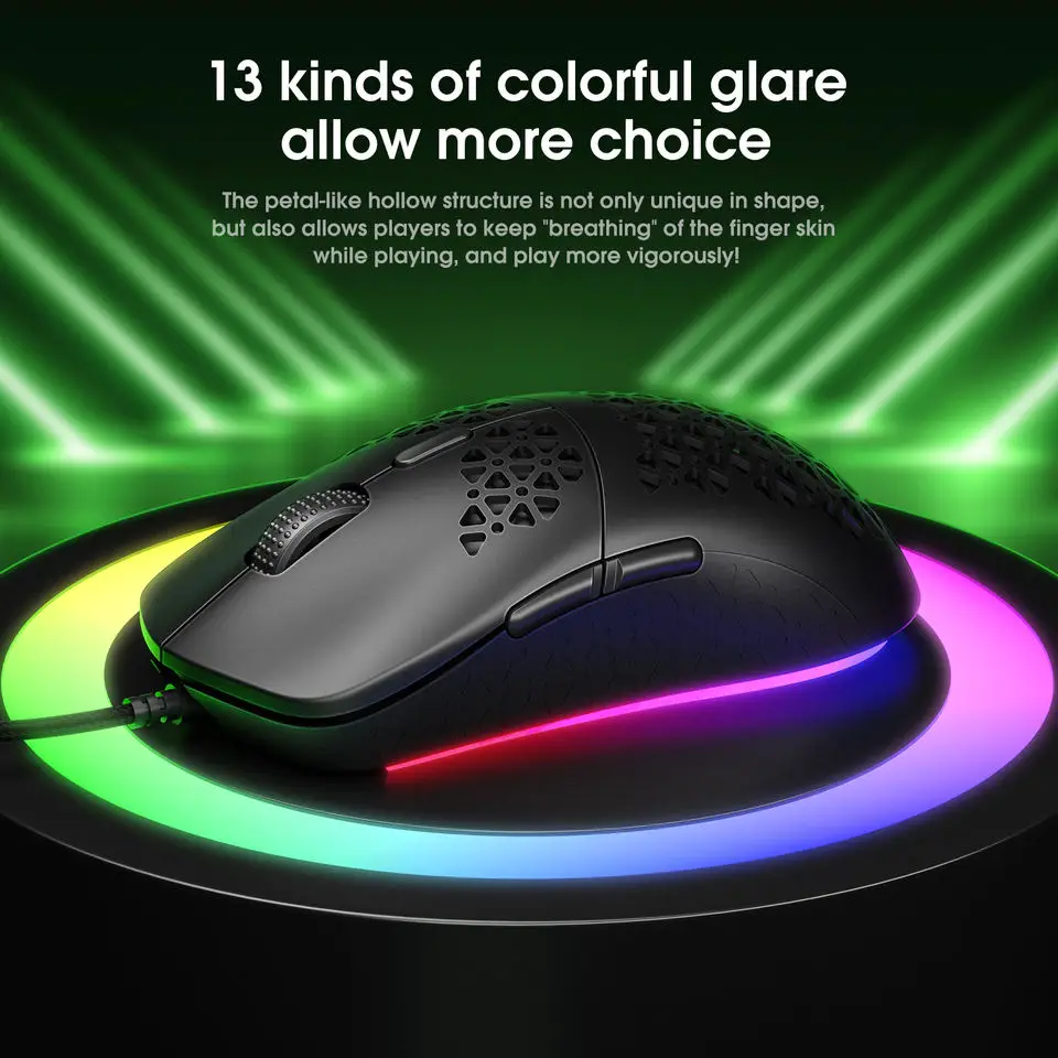 Amazon Hot Sale ONIKUMA CW911 RGB 7200 DPI Gamer Mice Computer Accessories Lightweight Computer Mouse with Built-in Fan