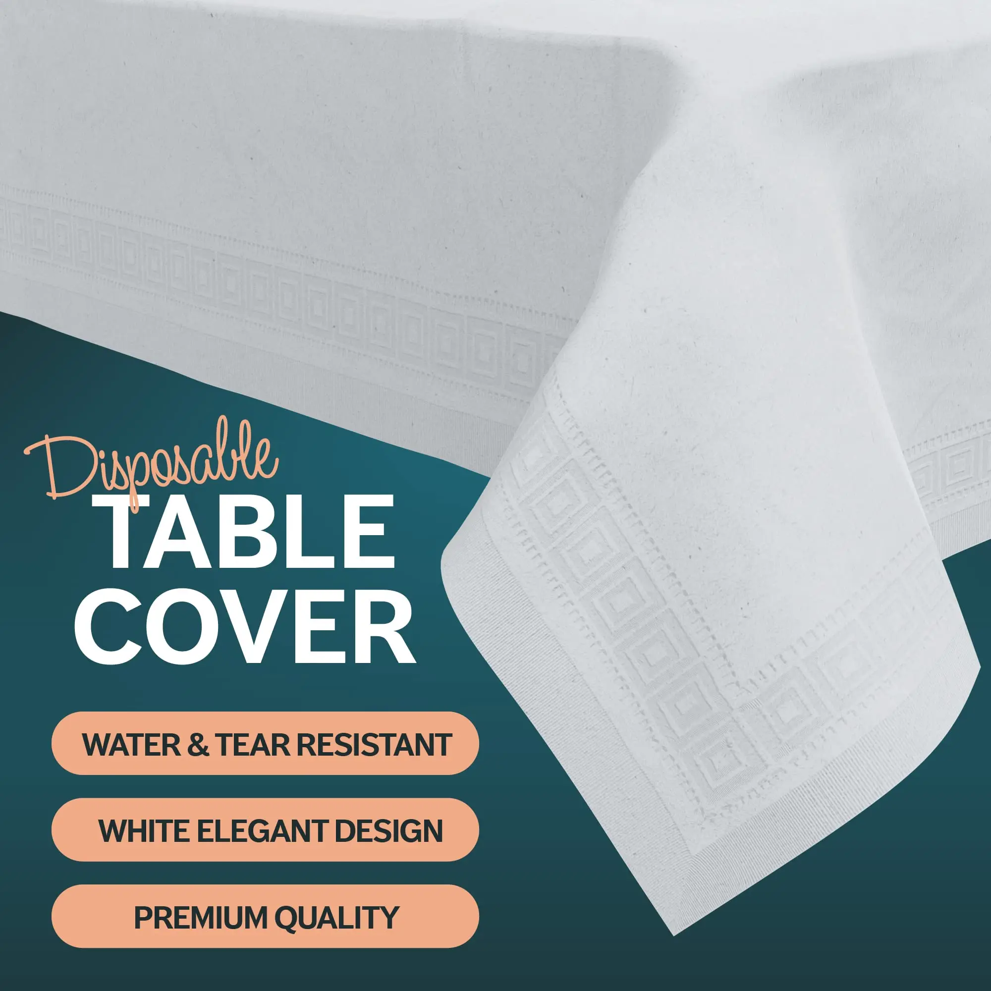 Wholesale Waterproof Rectangular 3Ply Tissue Poly Disposable Paper Plastic Tablecloths for Rectangle Tables Wedding Parties