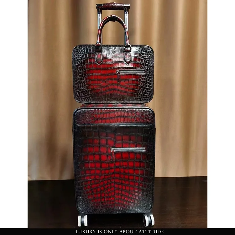 Luxury Alligator Skin Luggage Hornback Crocodile Skin Suitcase