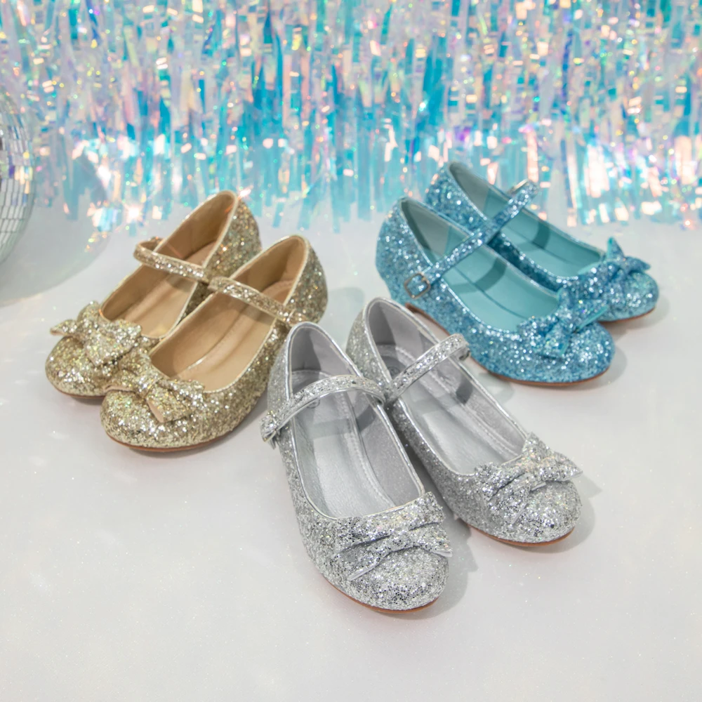 silver dress shoes for juniors Breaise Girls Dress Shoes Bow Low Heel Princess Flats Mary Jane Flower Wedding Party Glitter Shoes for Kids Toddler, Girl's, Size: 10 Years, Silver