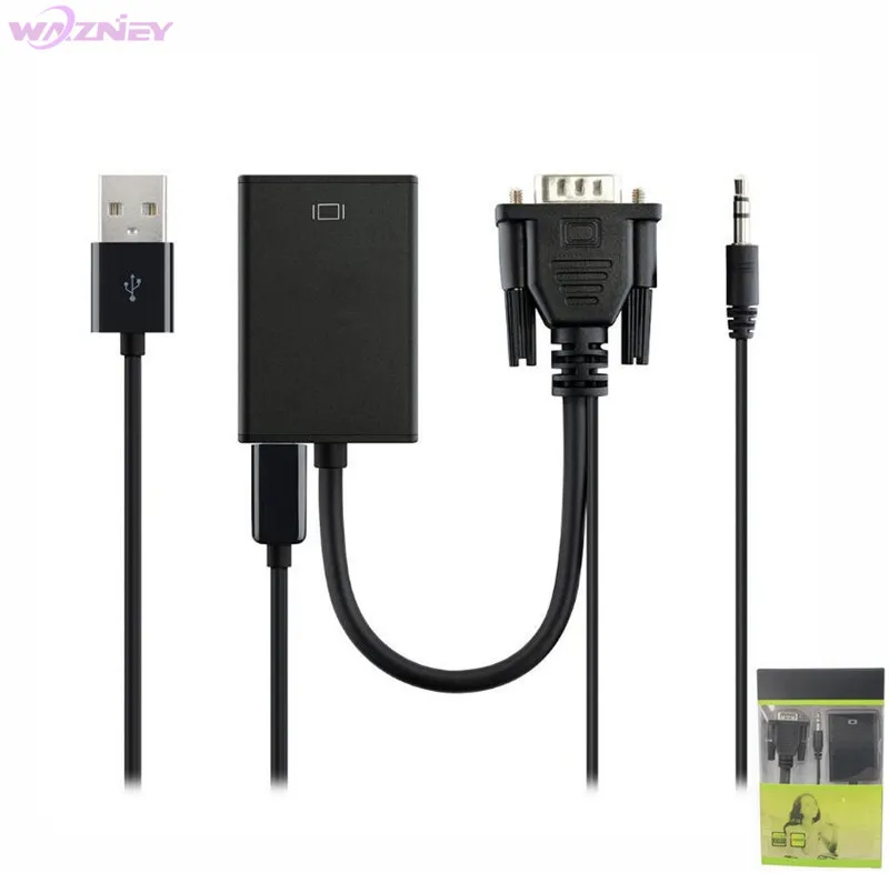 VGA конвертер HDMI кабель адаптер с аудио выход 1080P переходник внутренней резьбой питание через порт USB для портативных ПК к