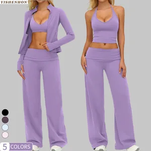 YISHENHON OEM Customization 4-Piece Yoga Suit for Women Butt Lift Sport Set Running Active Workout Clothing