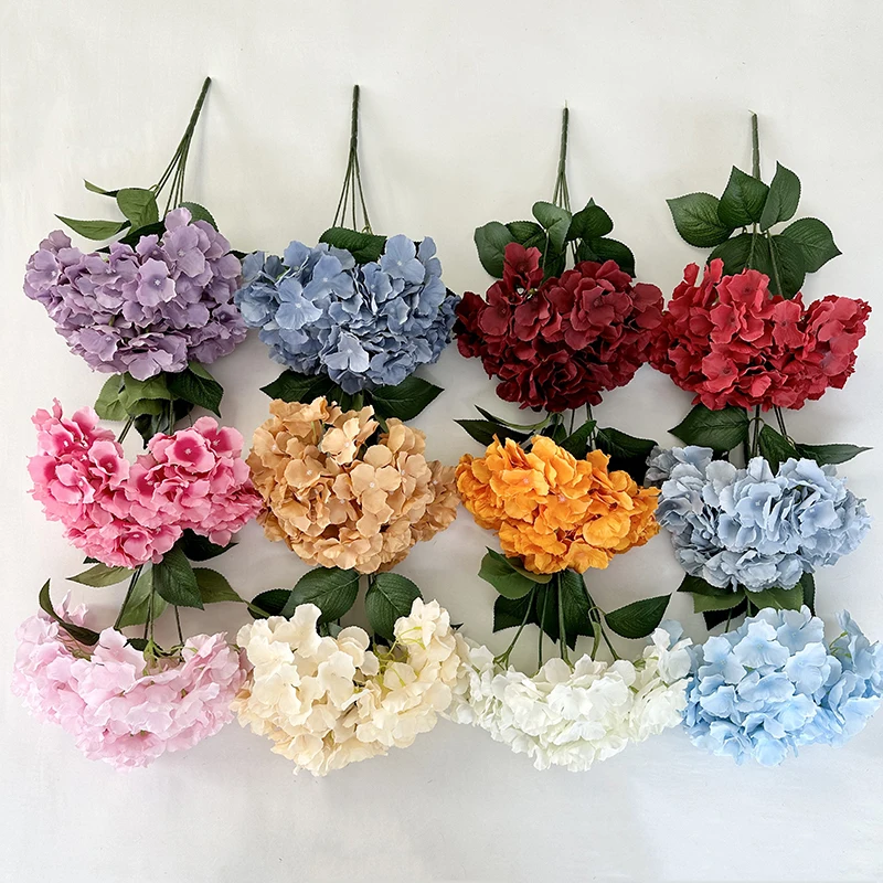 High quality Faux TIANYUAN 5 Fork Large Petal Hydrangea Artificial Real Touch Hydrangea flower Home Wedding Decoration